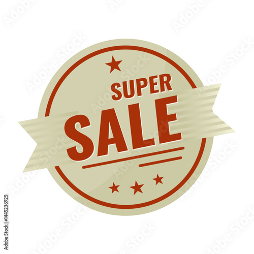 Super Sale – beige and red vintage sticker, retro badge – vector illustration
