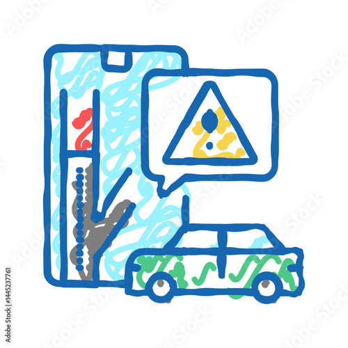 closed road warning icon doodle illustration