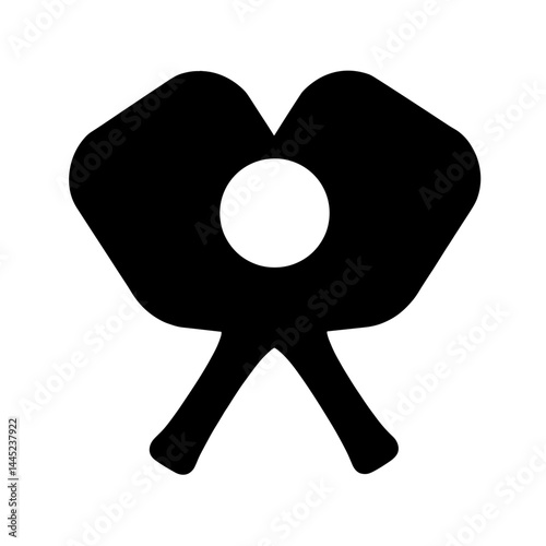 Crossed pickleball paddles with ball on white background, sports concept