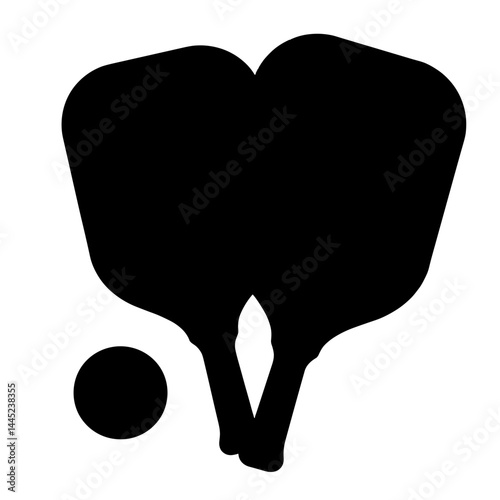 Silhouette of Pickleball paddles and ball, sports concept
