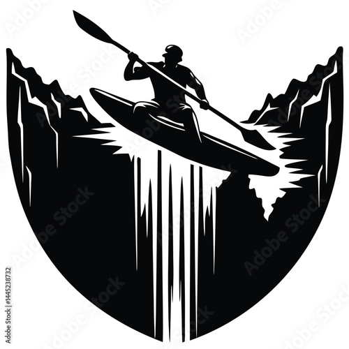 Camping Activities kayaking vector silhouette 