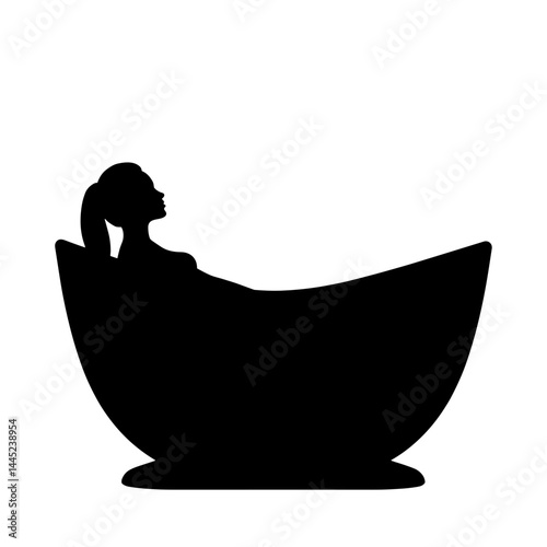 Relaxing silhouette in bath enjoying soothing sounds, home spa