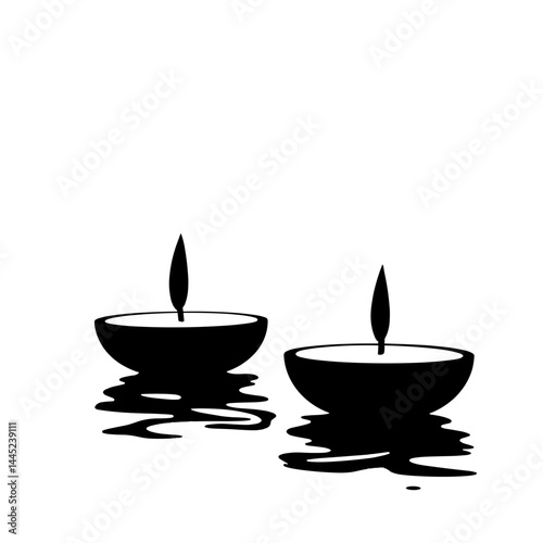 Serene tea lights floating on water, calming home spa ambiance