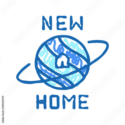 new home in space icon doodle illustration