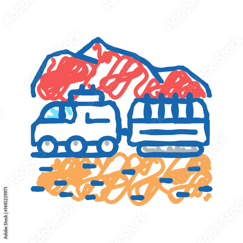 transportation wheel riding on mars icon doodle illustration