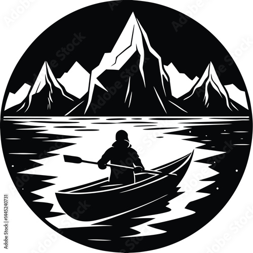 Camping Activities kayaking vector silhouette 