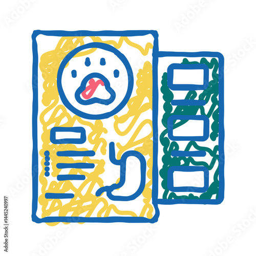 medicaments for pet stomach icon doodle illustration