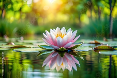 pink lotus flower in pond photo