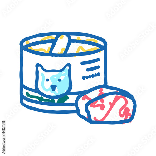 canned food for cat icon doodle illustration
