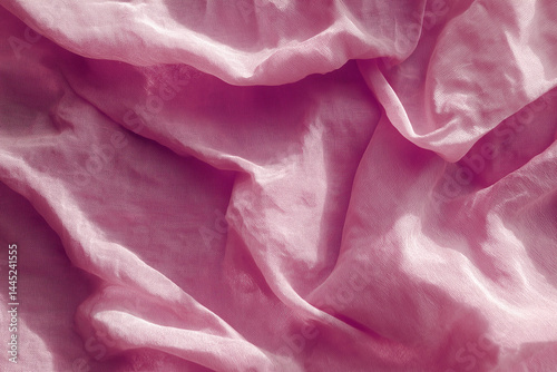 luxury fashion texture elegant minimalism photoshooting mood rose realistic high-resolution close-up of natural muslin fabric, soft texture, slightly wrinkled, rose or blush color, organic fiber