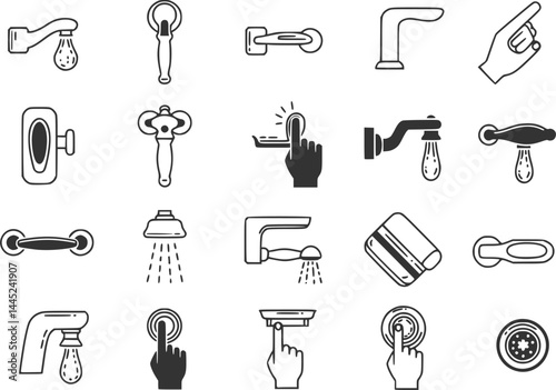 flush handle icon. Vector symbol, vector set silhouette