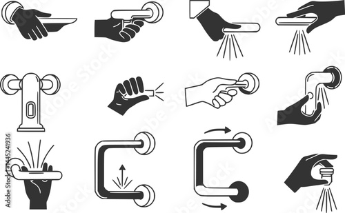 flush handle icon. Vector symbol, vector set silhouette