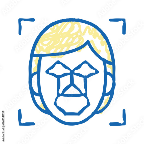 face recognition points and structure icon doodle illustration