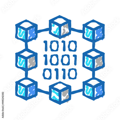 binary neural network icon doodle illustration