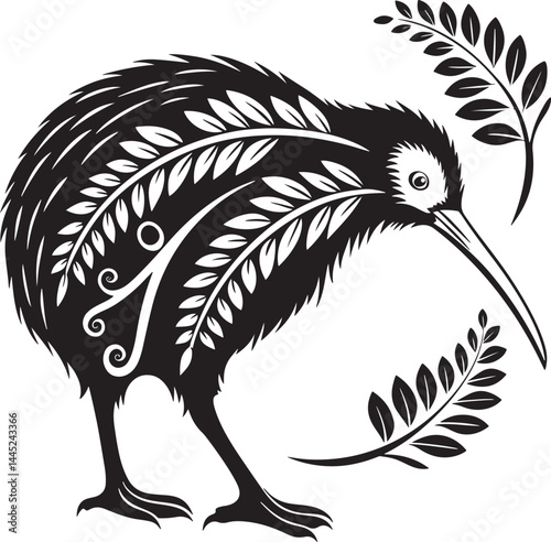 Kiwi bird silhouette vector style