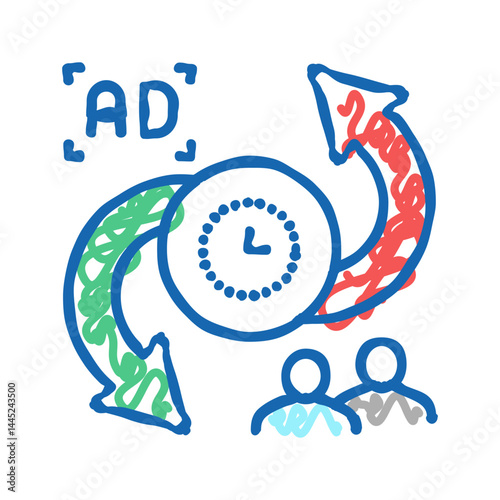 advertise to buyers clients converter icon doodle illustration