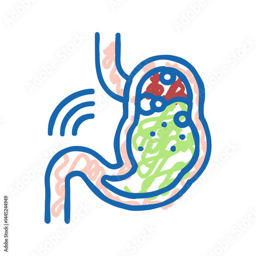 indigestion stomach icon doodle illustration