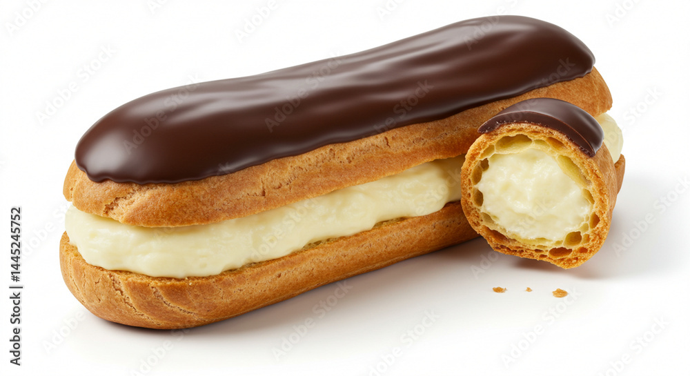 Eclair chocolate cake isolated