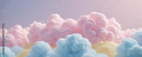 Dreamy pastel cotton candy gradient  Soft pink, blue, yellow hues , soft, cute, sweet