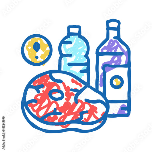 meat, fat oil unhealthy products for gout disease icon doodle illustration