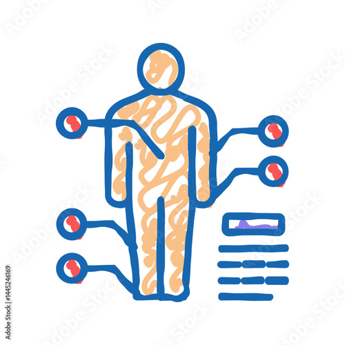 points on human bosy of gout disease icon doodle illustration