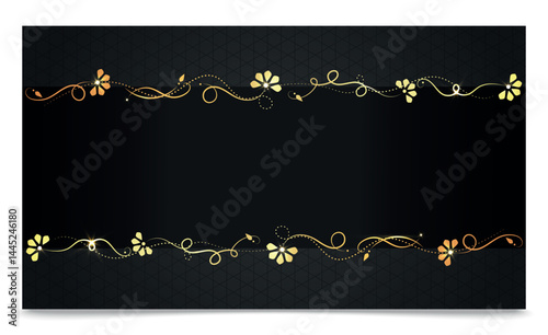 VIP Card, Premium Card, Floral Golden Frame, Gift Card, Sparkles, Pattern. Business, Casino, Voucher, EPS 10, Vector