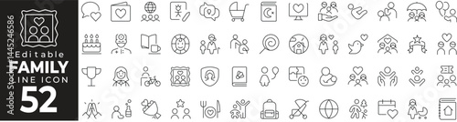 Family Icon Set: A Line Icon Collection Featuring Parents, Children, Home, Love, Togetherness, and More