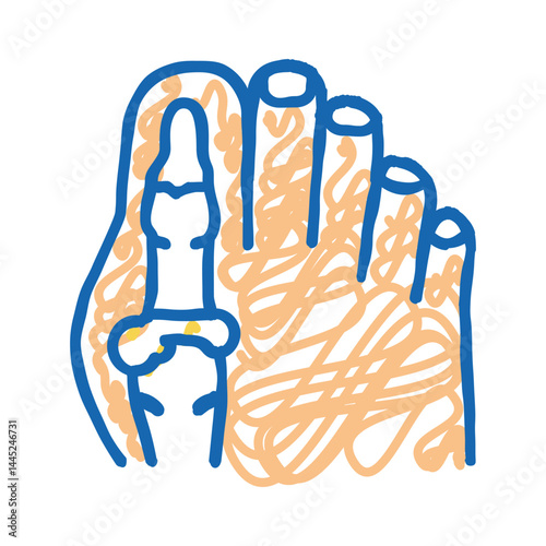 foot big toe bone gout icon doodle illustration