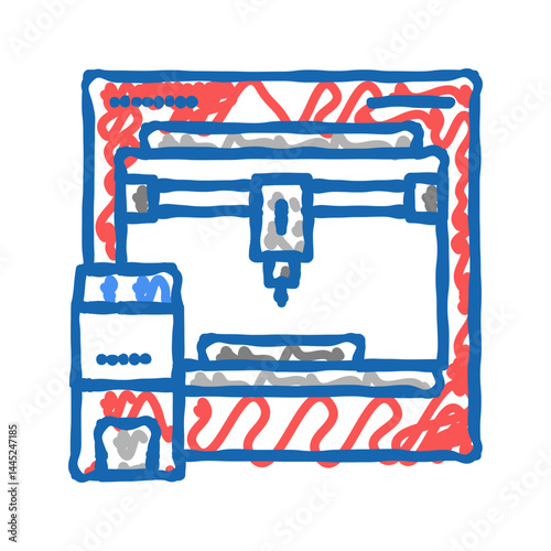 3d printer icon doodle illustration