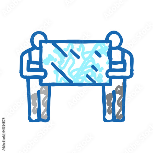 installers holding mirror icon doodle illustration