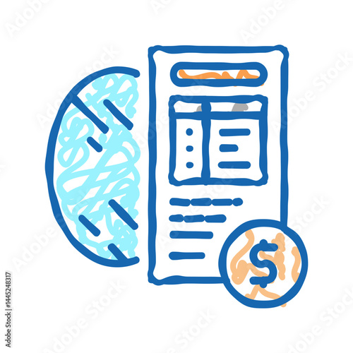cost calculation, mirror price icon doodle illustration