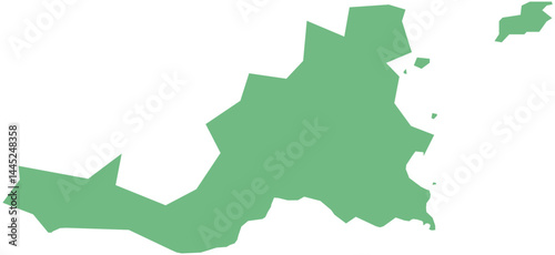 Vector map of Saint Martin with clearly defined island borders and country outline. Green color scheme with white contours. Perfect for educational, infographic, and professional use.