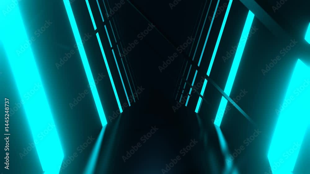 Cyan and Pink Neon Strobe Corridor with Asymmetrical Frames Background VJ Loop l 4K