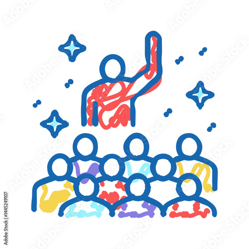 teamwork soft skill icon doodle illustration