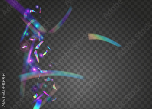 Carnaval Effect. Rainbow Design. Blue Light Burst. Carnival Glitter. Art Concept. Foil Holographic Illustration. Falling Flag. Explosion Ribbon. Pink Carnaval Effect