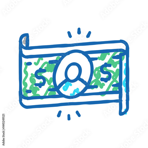 money dollar icon doodle illustration