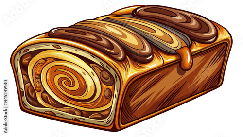 Moist banana bread swirled with rich chocolate inside.
Golden edges and a soft, cocoa-kissed center.
Each slice holds the warmth of home baking.
Isolated on transparent background, ready for display.
