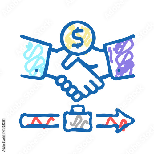 severance pay allowance icon doodle illustration