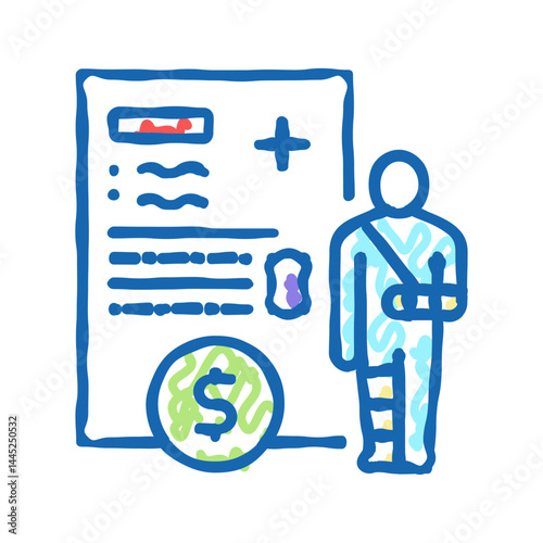 injuries allowance icon doodle illustration
