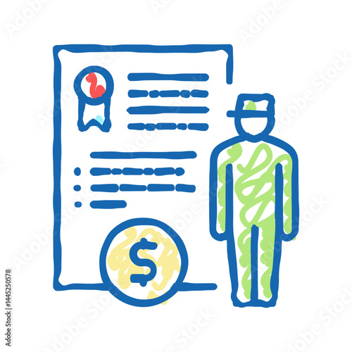military personnel allowance icon doodle illustration