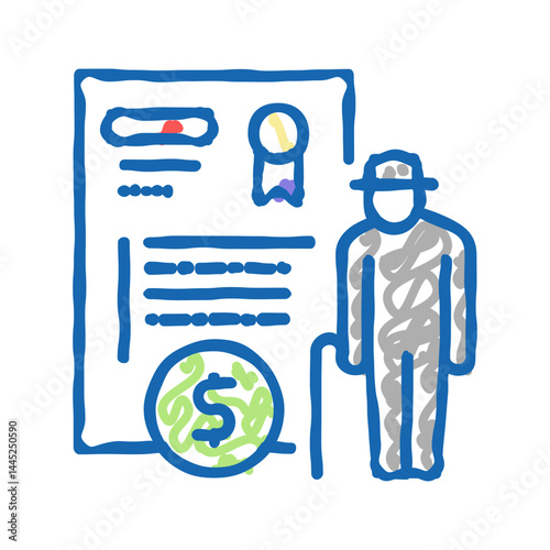 pension allowance icon doodle illustration