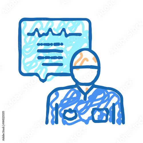 anesthesiologist monitoring heart rate icon doodle illustration