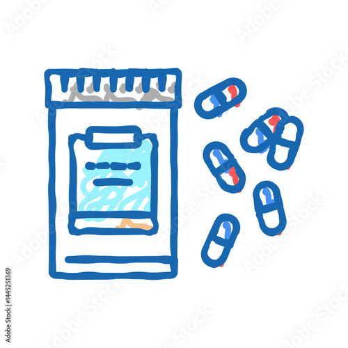 anesthesia drugs pills and container icon doodle illustration