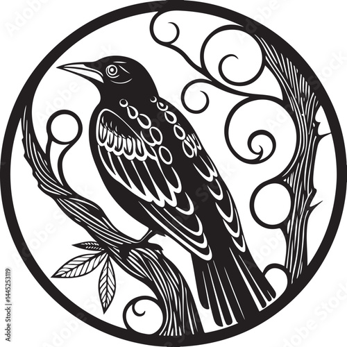 Montserrat Oriole bird silhouette