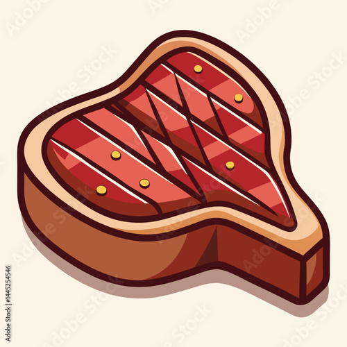 Steak garnished with rosemary and herbs, set against a dark background.