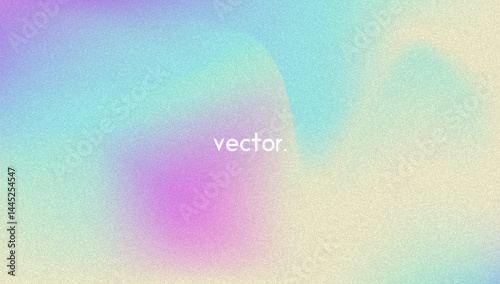 Noise Gradient Background. Abstract Grainy Bg In Pink, Purple And Blue Colors. Iridescent Hologram. Pearlescent Holographic Texture With Rainbow Foil. Light Chrome Screen With Lens Glow Effect