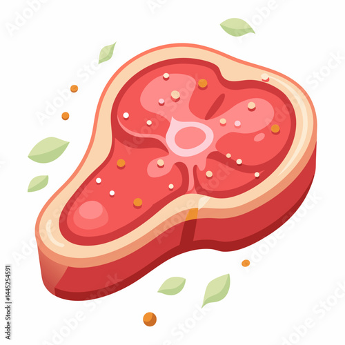 Raw steak displayed on a cutting board, showcasing its marbled texture and rich red color.