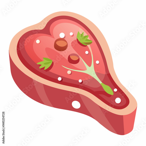 Raw steak displayed on a cutting board, showcasing its marbled texture and rich red color.
