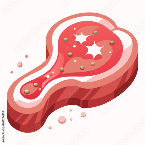 Raw steak displayed on a cutting board, showcasing its marbled texture and rich red color.