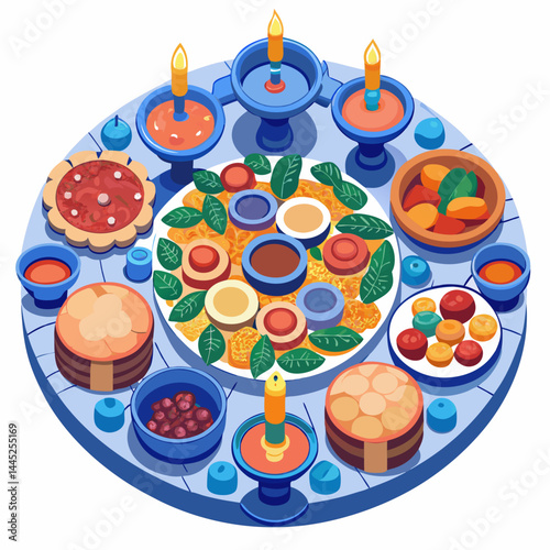 A pizza on a round table, accompanied by a candle and a knife, creating a cozy dining atmosphere.